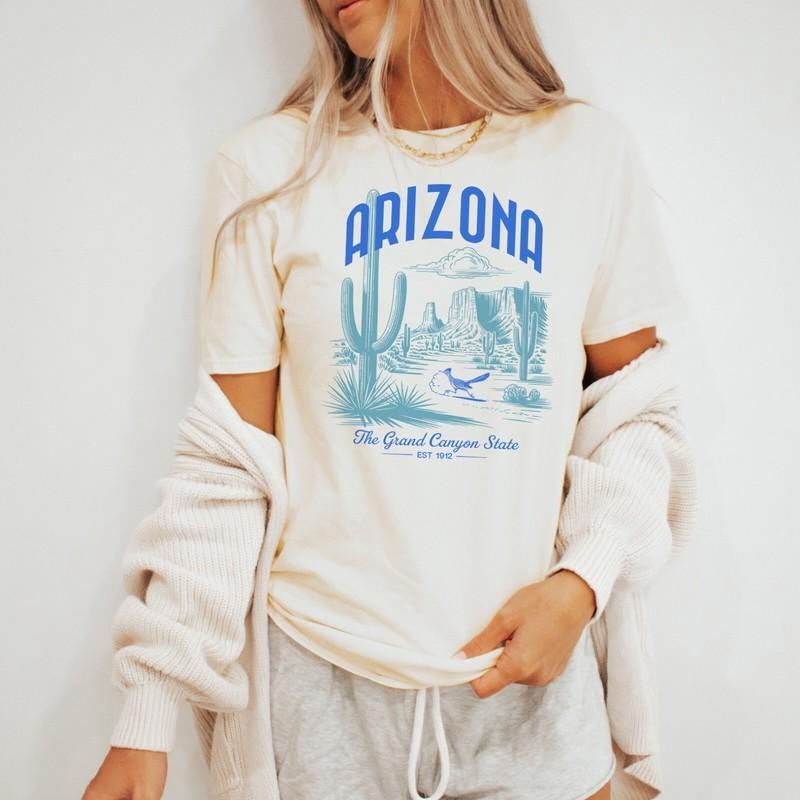 Arizona Graphic T Shirt Grand Canyon State Cactus Desert Roadrunner Tee