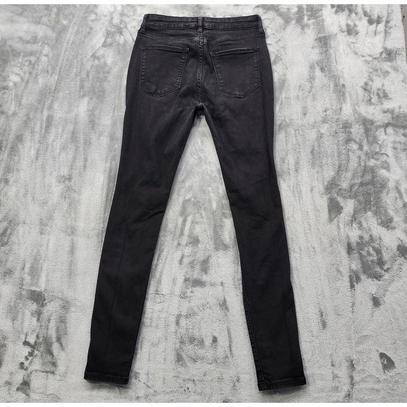 Arizona Jean Co Jeans Womens 7 LONG Black Distressed Ripped High Rise Jegging