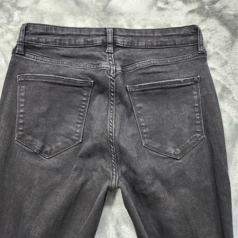 Arizona Jean Co Jeans Womens 7 LONG Black Distressed Ripped High Rise Jegging