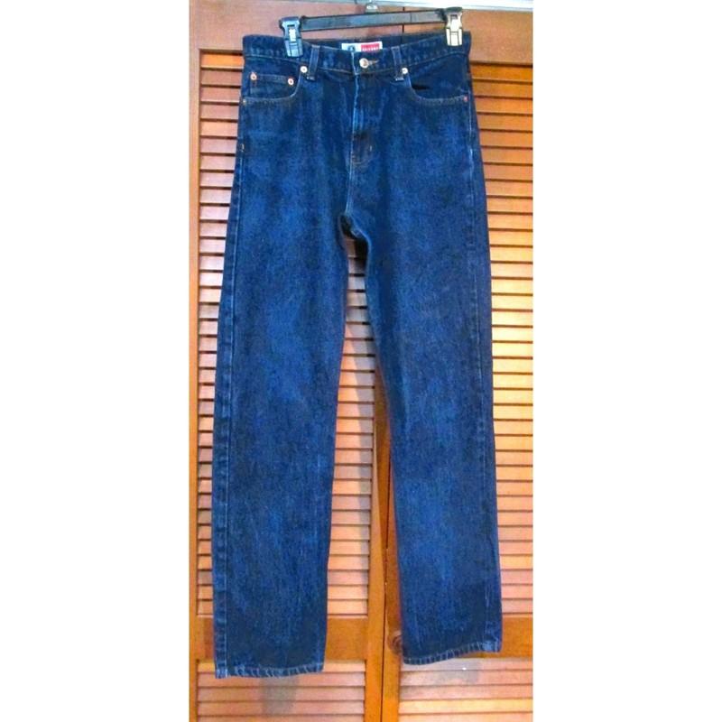 Arizona Women's Blue Denim Jeans Pockets Gold Stitching Cotton Size 7 Mid-Rise