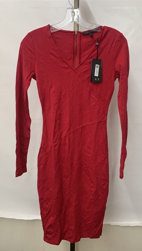 Armani Exchange Women's Red Long Sleeve Zip Up Bodycon Dress Choose Size