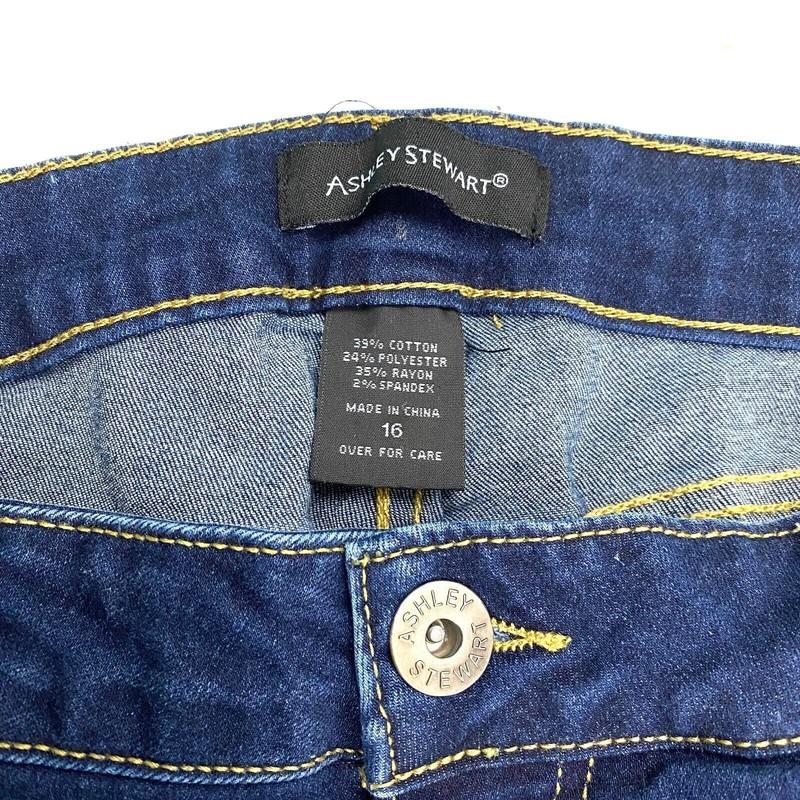 Ashley Stewart Front Seam Flare Women's Size 16 Dark Wash Blue Denim Jeans