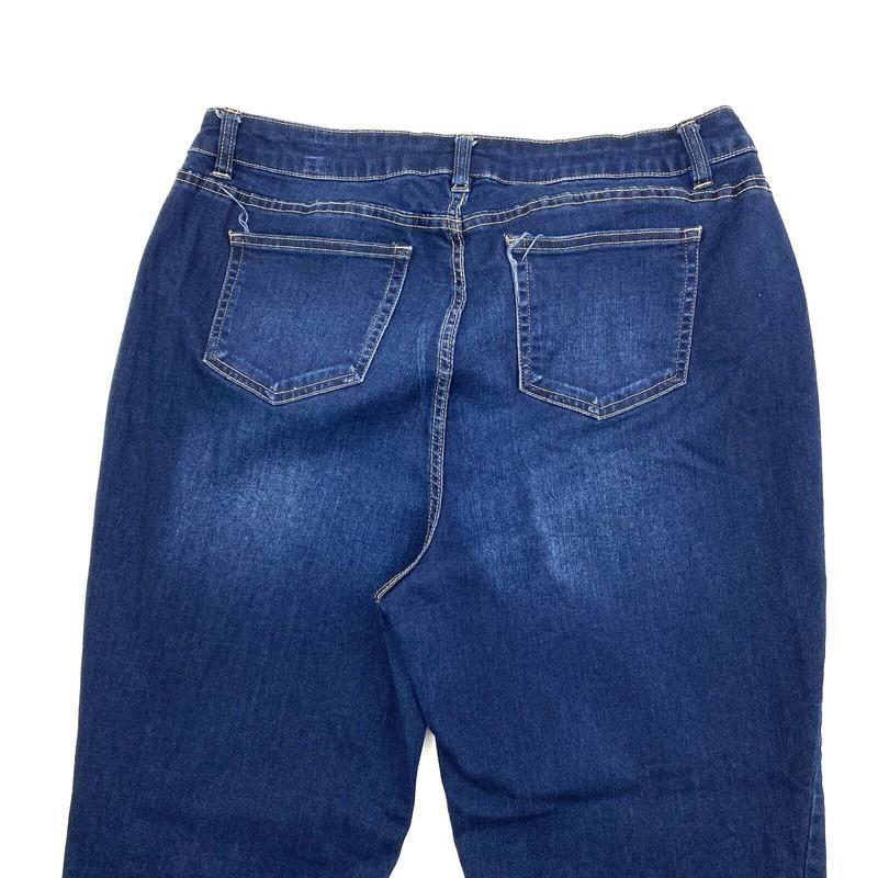 Ashley Stewart Front Seam Flare Women's Size 16 Dark Wash Blue Denim Jeans