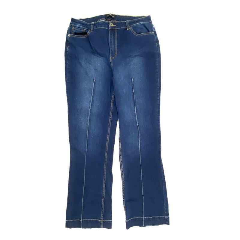 Ashley Stewart Front Seam Flare Women's size 16 Dark Wash Blue Denim Jeans