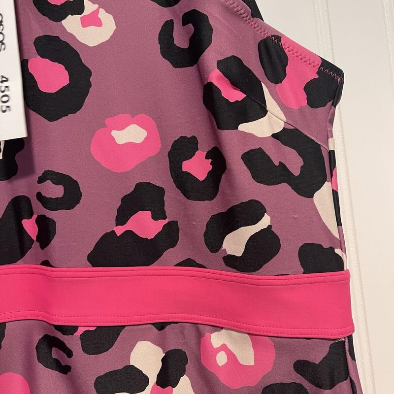 ASOS Pink Leopard Mesh One Piece Swimsuit Size 6