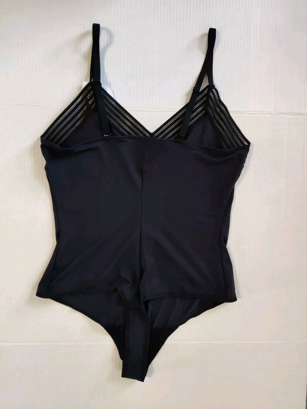 Assets By SPANX Smoothing Black Thong Bodysuit Womens Size 1X
