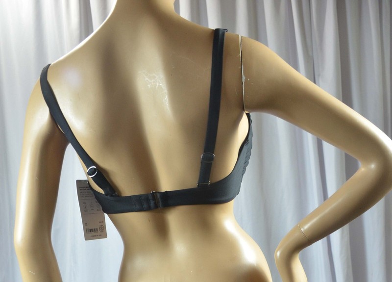 Athleta 36d/dd Black Bra Cup Square Neck Bikini Top L M 531217 Solid Swim
