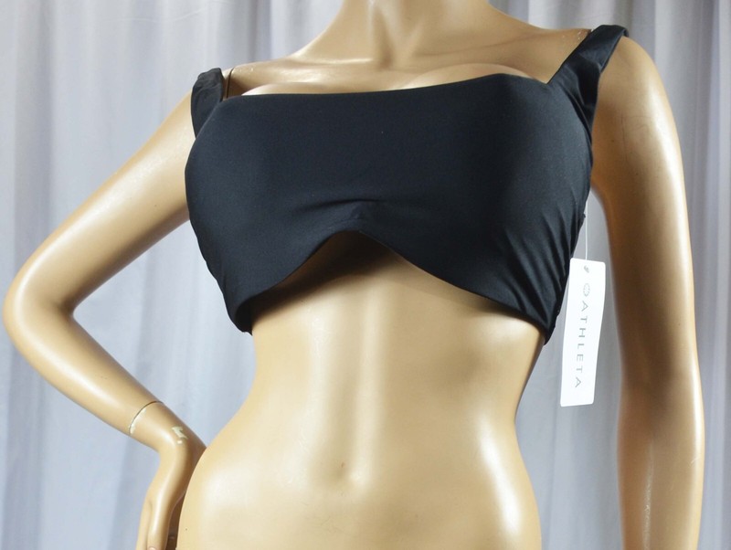Athleta 36d/dd Black Bra Cup Square Neck Bikini Top L M 531217 Solid Swim