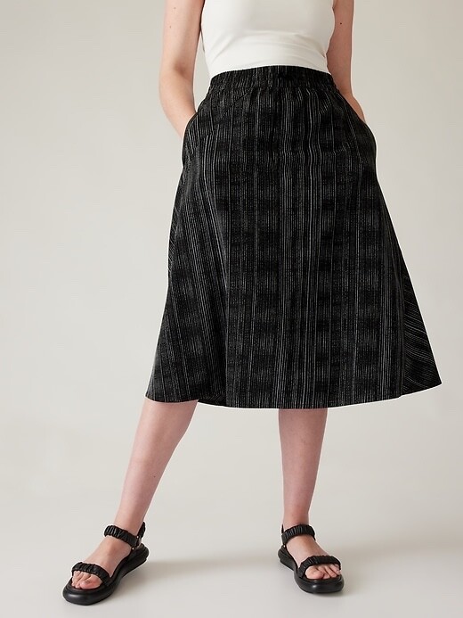 Athleta Arrival Midi Skirt 18 Amara Stripe Black #586898