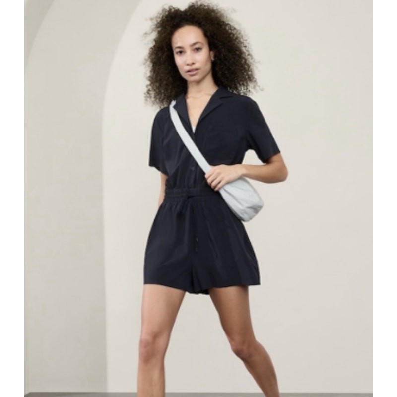 Athleta Avenue Romper Black Large Travel Vacation