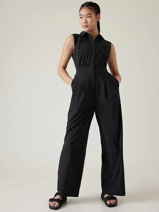 Athleta Brooklyn Heights Women's Size 4 Wide Leg Jumpsuit - Black (534779)