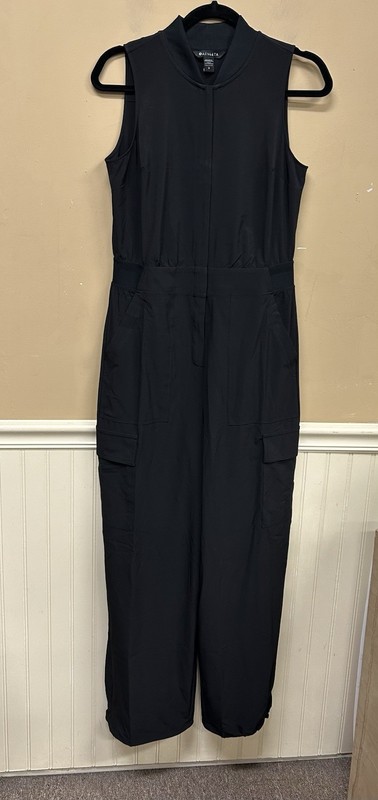Athleta Brooklyn Utility Jumpsuit Black #824834 Womens With Pockets NWOT size 8