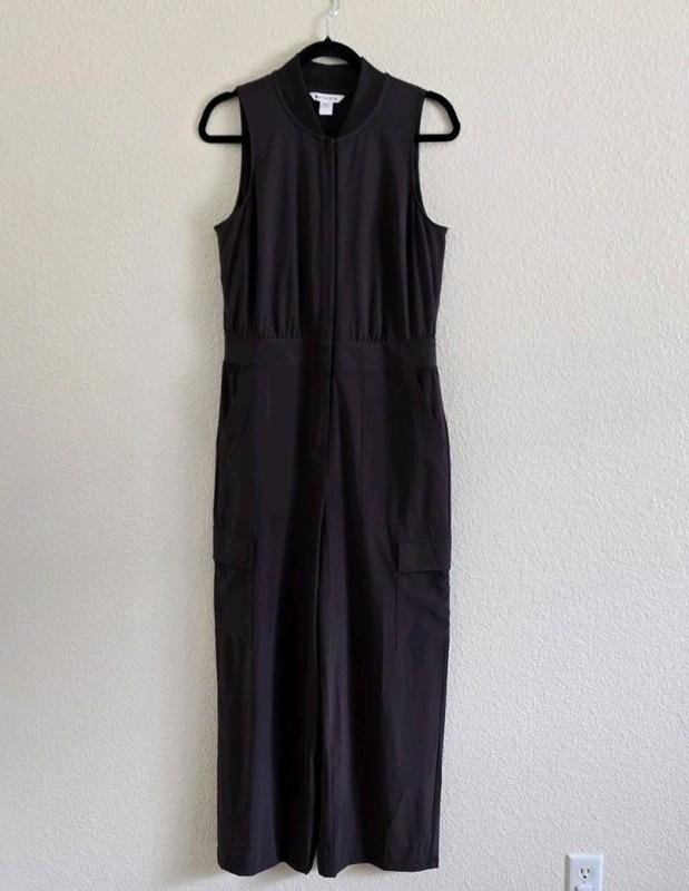 ATHLETA Brooklyn Utility Jumpsuit Womens 8 Shale Gray Cargo Stretch Athleisure