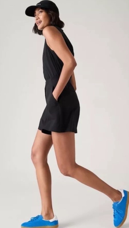 Athleta Brooklyn Utility RomperJUMPER Black SIZE 14P 14 PETITE #824828