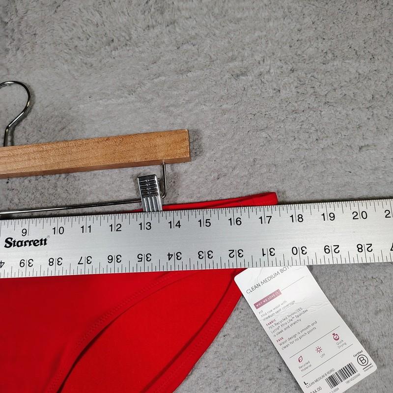 Athleta Clean Medium Bottom Women Large Red Stretch Mid-Rise Swim Wear Beach NWT