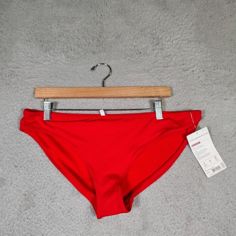 Athleta Clean Medium Bottom Women Large Red Stretch Mid-Rise Swim Wear Beach NWT