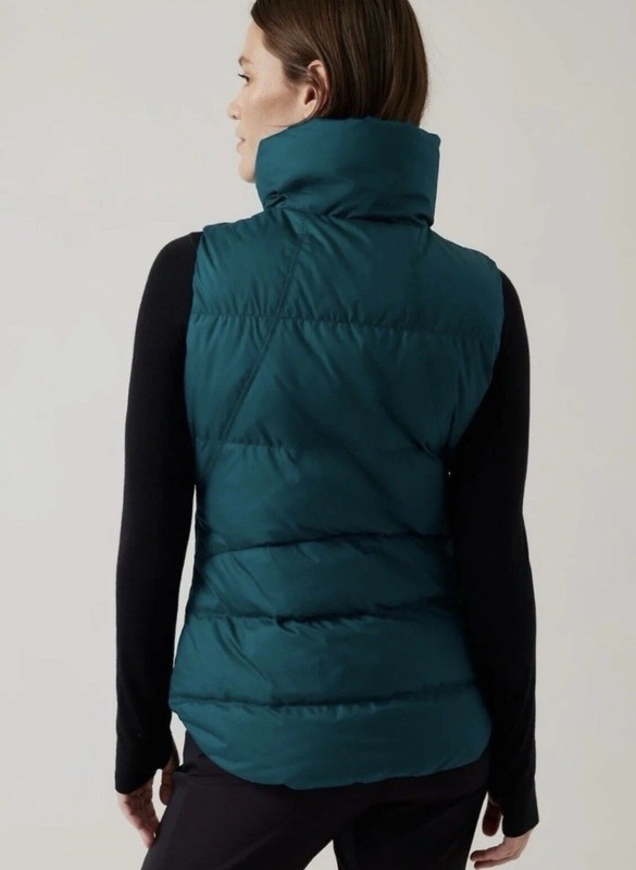 Athleta Downtown Down Puffer Vest Women’s Size 3X Teal Full Zip Athleisure Gilet
