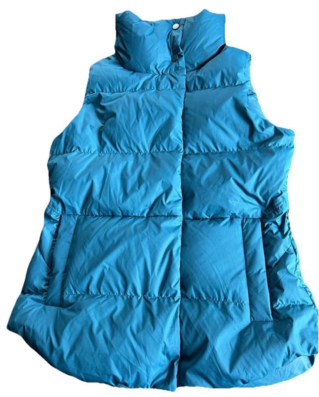 Athleta Downtown Down Puffer Vest Women’s Size 3X Teal Full Zip Athleisure Gilet
