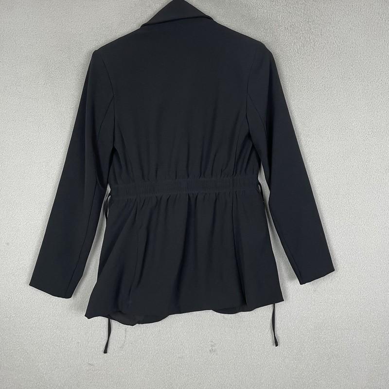 Athleta Endless Primatwill Blazer Jacket Womens 2 Black Tie Waist Stretch Office