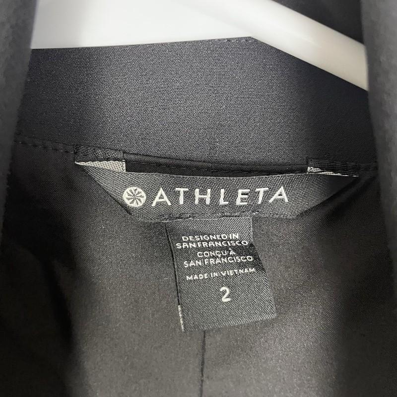 Athleta Endless Primatwill Blazer Jacket Womens 2 Black Tie Waist Stretch Office