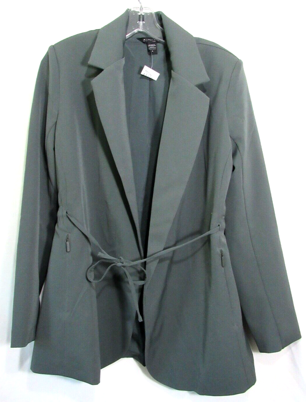 Athleta Green Endless Primatwill Tie Waist Long Sleeve Lined Jacket Size 6 NWT