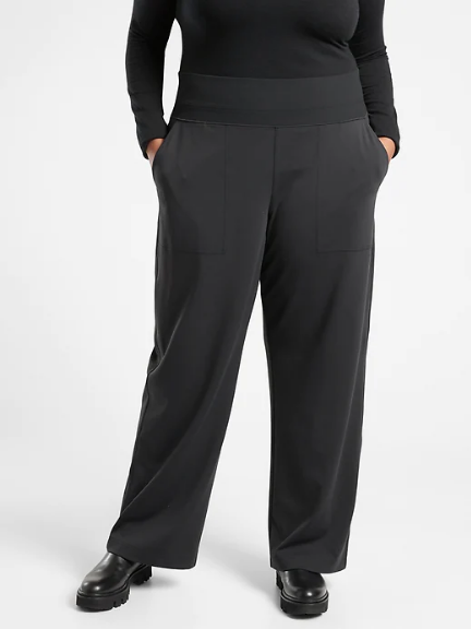 Athleta L Large Venice High Rise Wide Leg Pant Black #982868