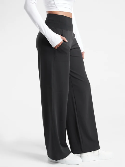Athleta L Large Venice High Rise Wide Leg Pant Black #982868