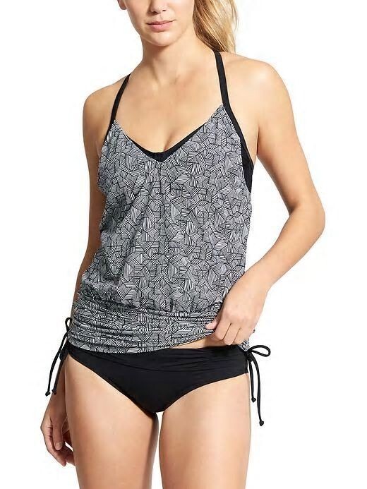 Athleta Laguna Side Scrunch Tankini Top-Black-Size 32B/C - NWT