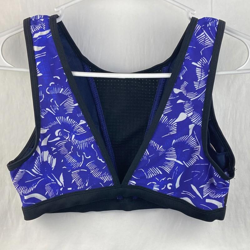 Athleta Maldives Swim Top S Blue Water Sports Wireless Comfort High Neck UPF
