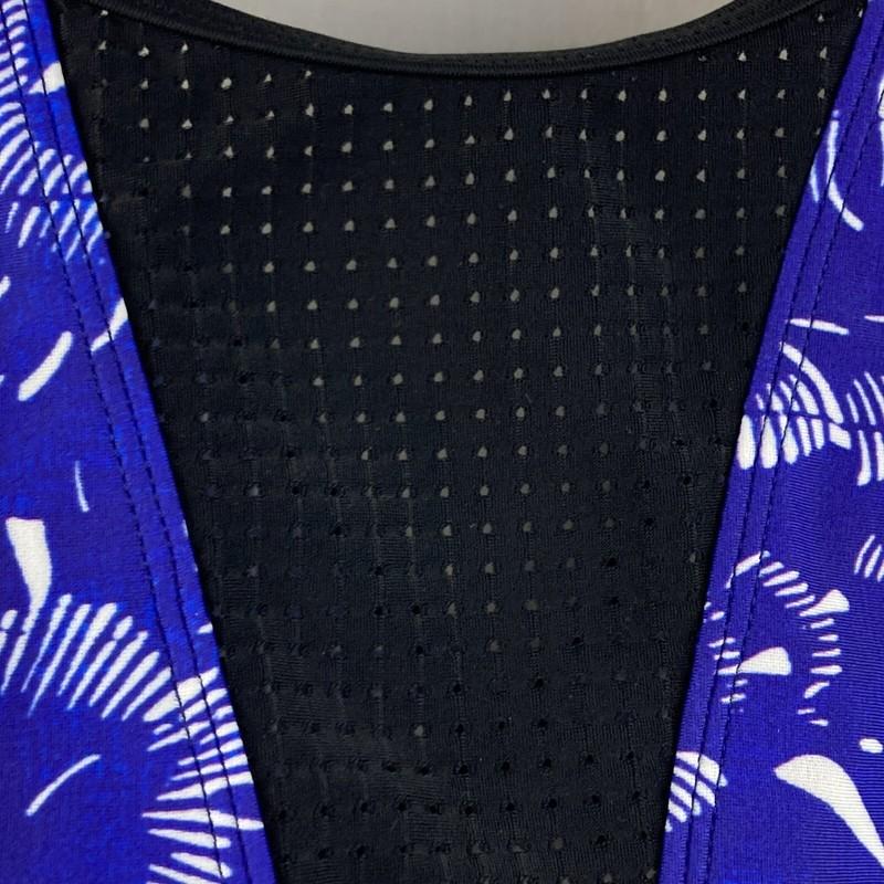 Athleta Maldives Swim Top S Blue Water Sports Wireless Comfort High Neck UPF