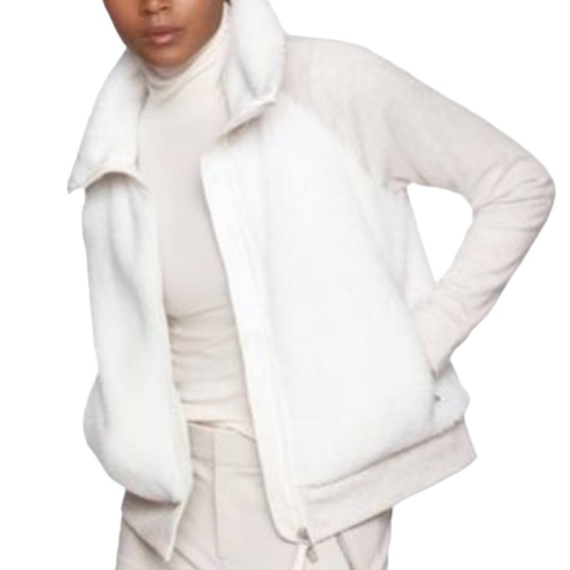 Athleta Range Tugga Sherpa Fleece Cream Jacket Women's Size Medium Full Zip