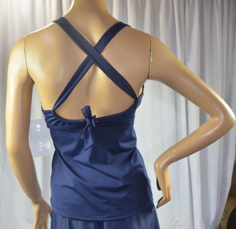 Athleta Size XL A-C Dress Blue Plunge Tankini Swimsuit Swim Top #531210