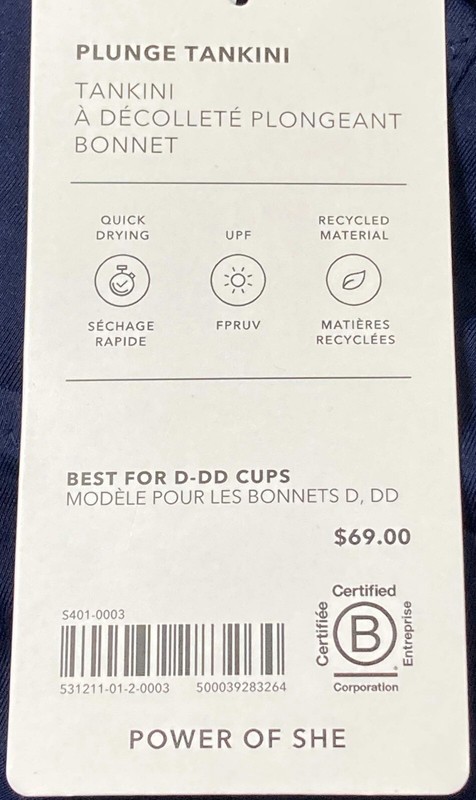 Athleta Size XL A-C Dress Blue Plunge Tankini Swimsuit Swim Top #531210