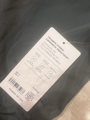 Athleta Sweatshirt Triumph Hybrid Crewneck Pullover Magnolia White 532515 Sz M