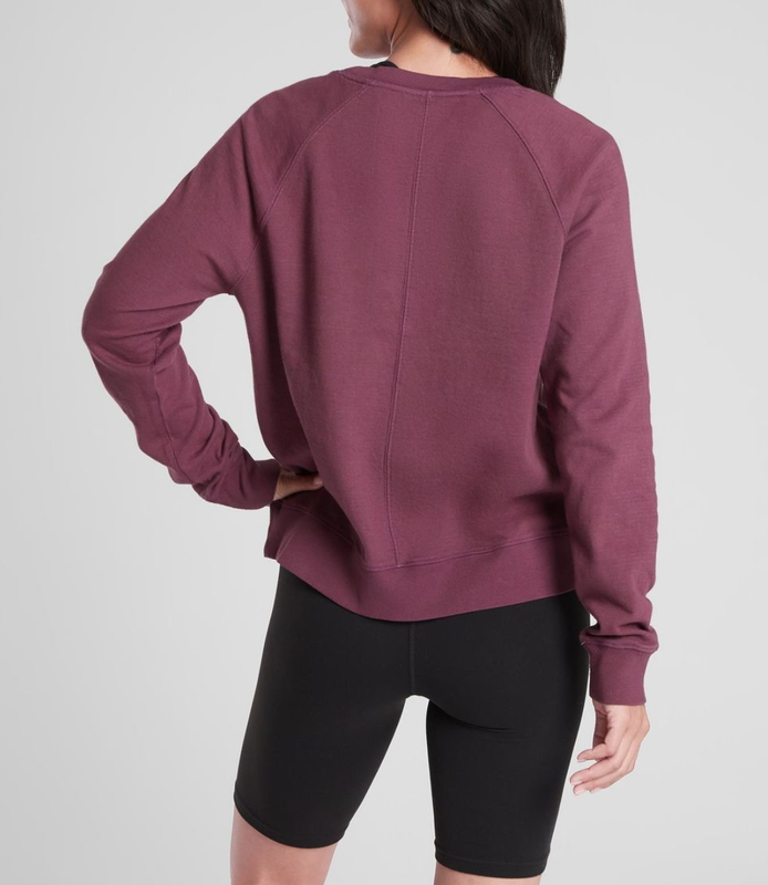 ATHLETA WOMEN'S ANTIQUE BURGUNDY LONG SLEEVE SUNDOWN SWEATSHIRT TOP Sz XS