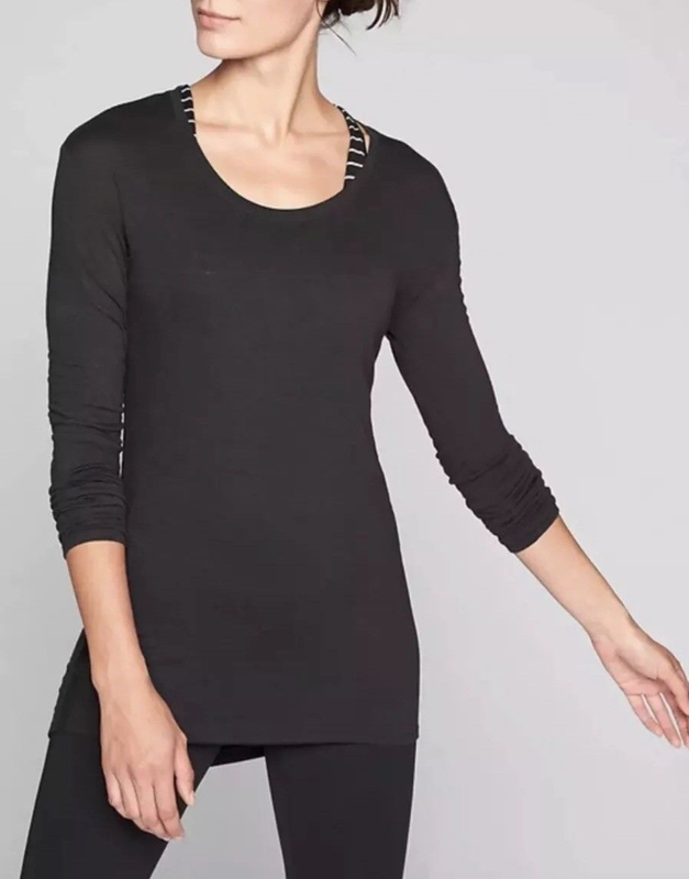 ATHLETA WOMEN'S BLACK LONG SLEEVE THREADLIGHT RELAXED TOP Sz XXS