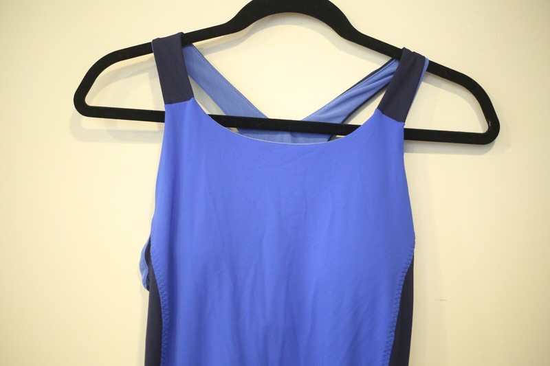 Athleta Women's Size Small Swim Dress Blue Racerback Colorblock Beach Pool