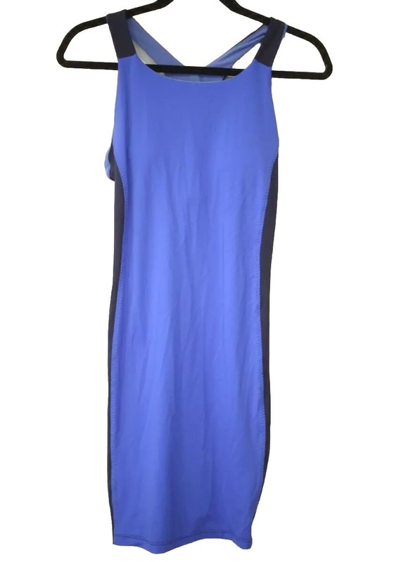 Athleta Women's Size Small Swim Dress Blue Racerback Colorblock Beach Pool