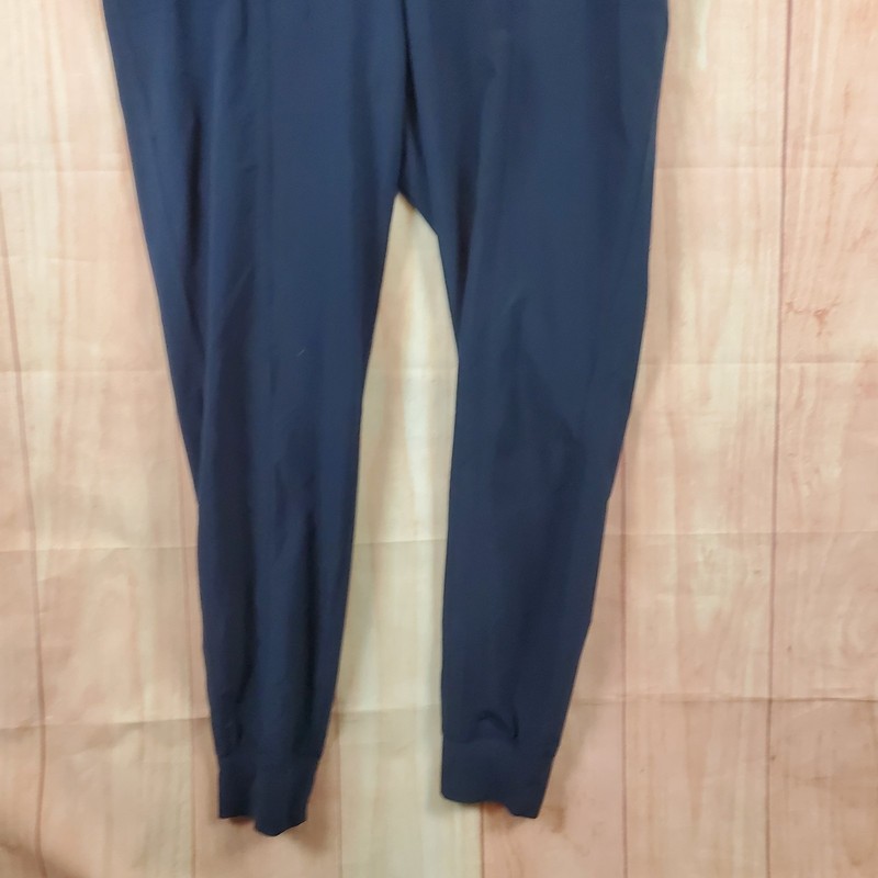Athleta Zuma Jumpsuit Womens S Navy Blue Adjustable Waist Front Zip Tapered Leg