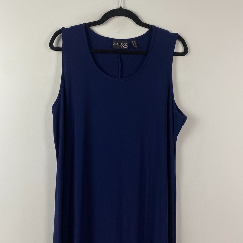 Attitudes By Renee Sleeveless Maxi Dress Size 1X Navy Blue Stretch