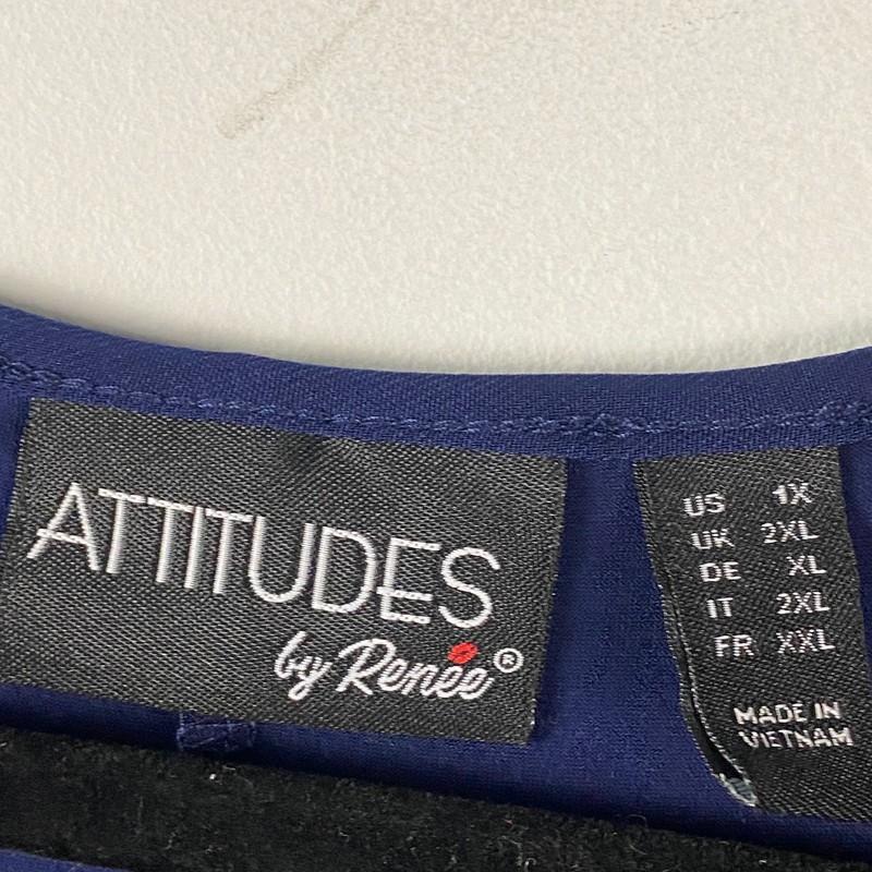 Attitudes By Renee Sleeveless Maxi Dress Size 1X Navy Blue Stretch