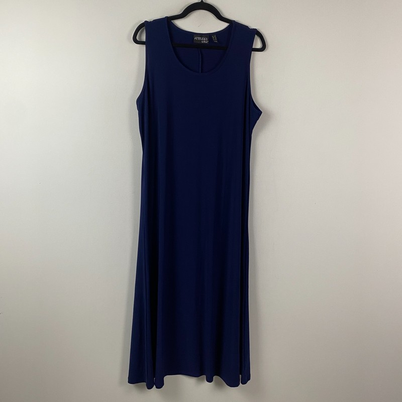 Attitudes By Renee Sleeveless Maxi Dress Size 1X Navy Blue Stretch
