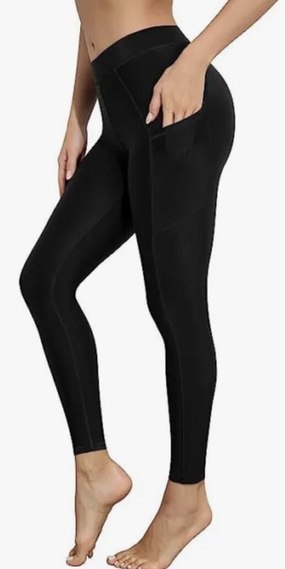 ATTRACO Womens High Waisted Swim Pants / Leggings with Pockets Medium UPF50