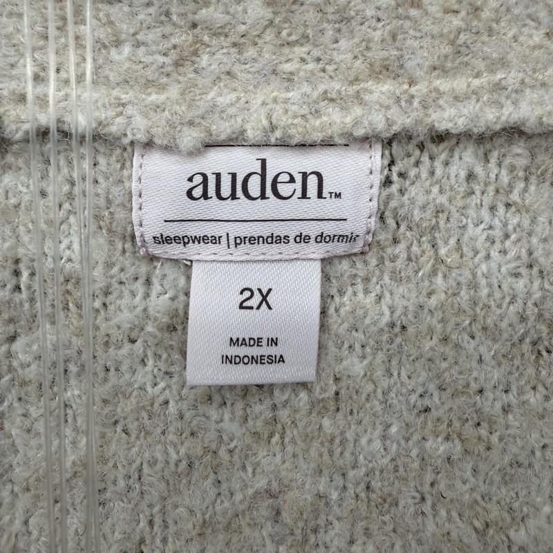 Auden Sleepwear Set Womens Plus 2X Oatmeal Long Sleeve Cardigan Sweater + Shorts