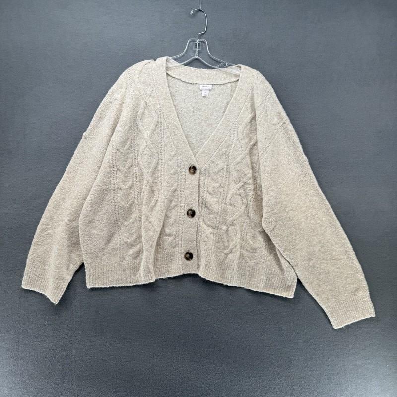 Auden Sleepwear Set Womens Plus 2X Oatmeal Long Sleeve Cardigan Sweater + Shorts