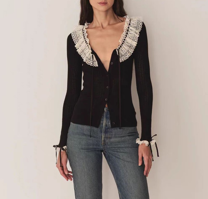AUTH Women Doen Lace Knit Long Sleeve Cardigan Top