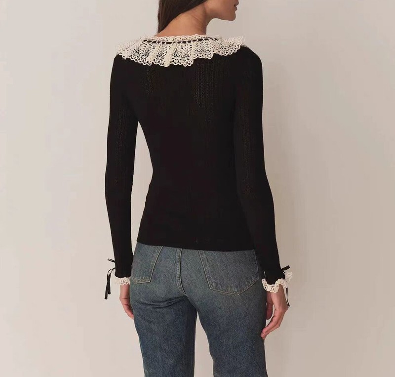 AUTH Women Doen Lace Knit Long Sleeve Cardigan Top