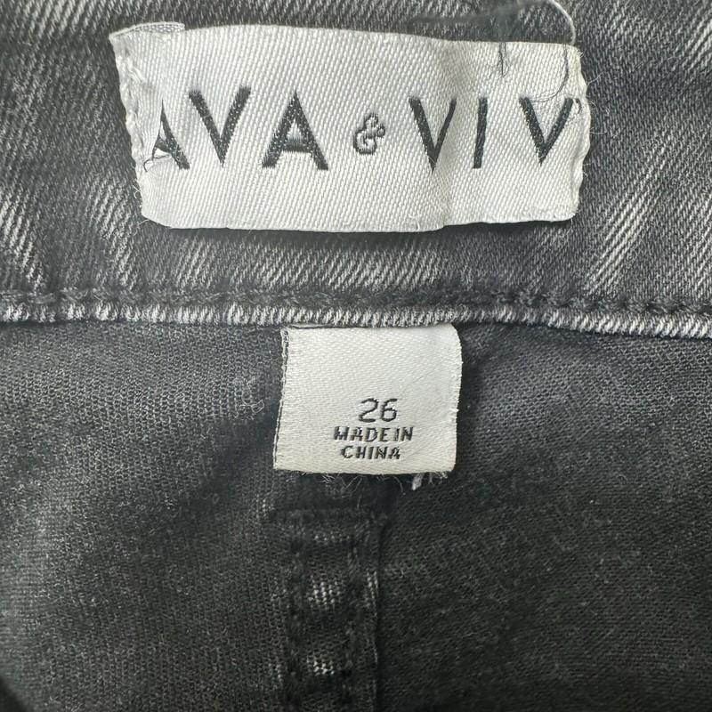 AVA & VIV Womens Black Gray Mid Rise Skinny Stretch Denim Jeans Plus Size 26 NWT