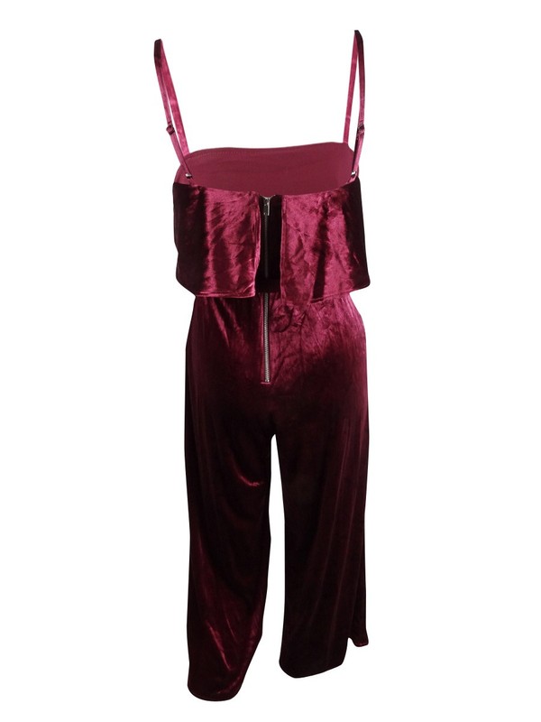 Avec Les Filles Women's Velvet Ruffled Jumpsuit