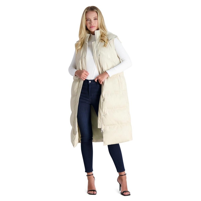 Avec Les Filles Womens Ivory Faux Leather Longline Vest Outerwear L BHFO 6845